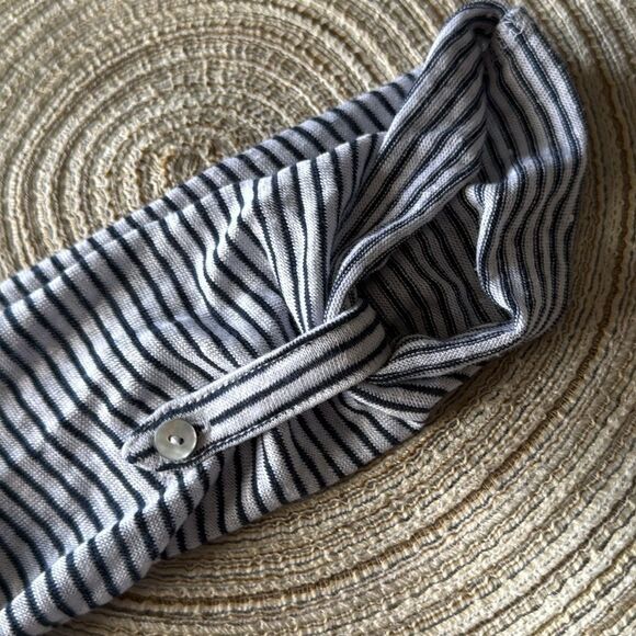 Adrianne‎ Vittadini Striped Long Sleeve Linen Top Small Black White - Picture 7 of 7